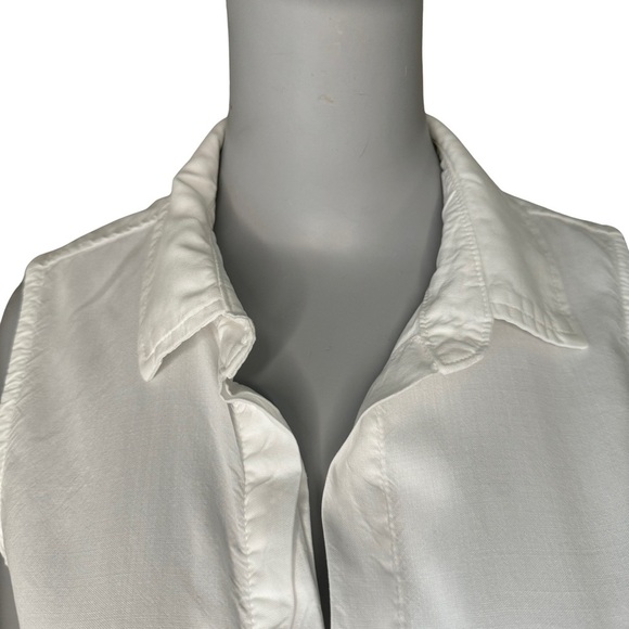 BELLA DAHL Button Front Split Back White Blouse Top Tencel Size XS - Picture 7 of 16